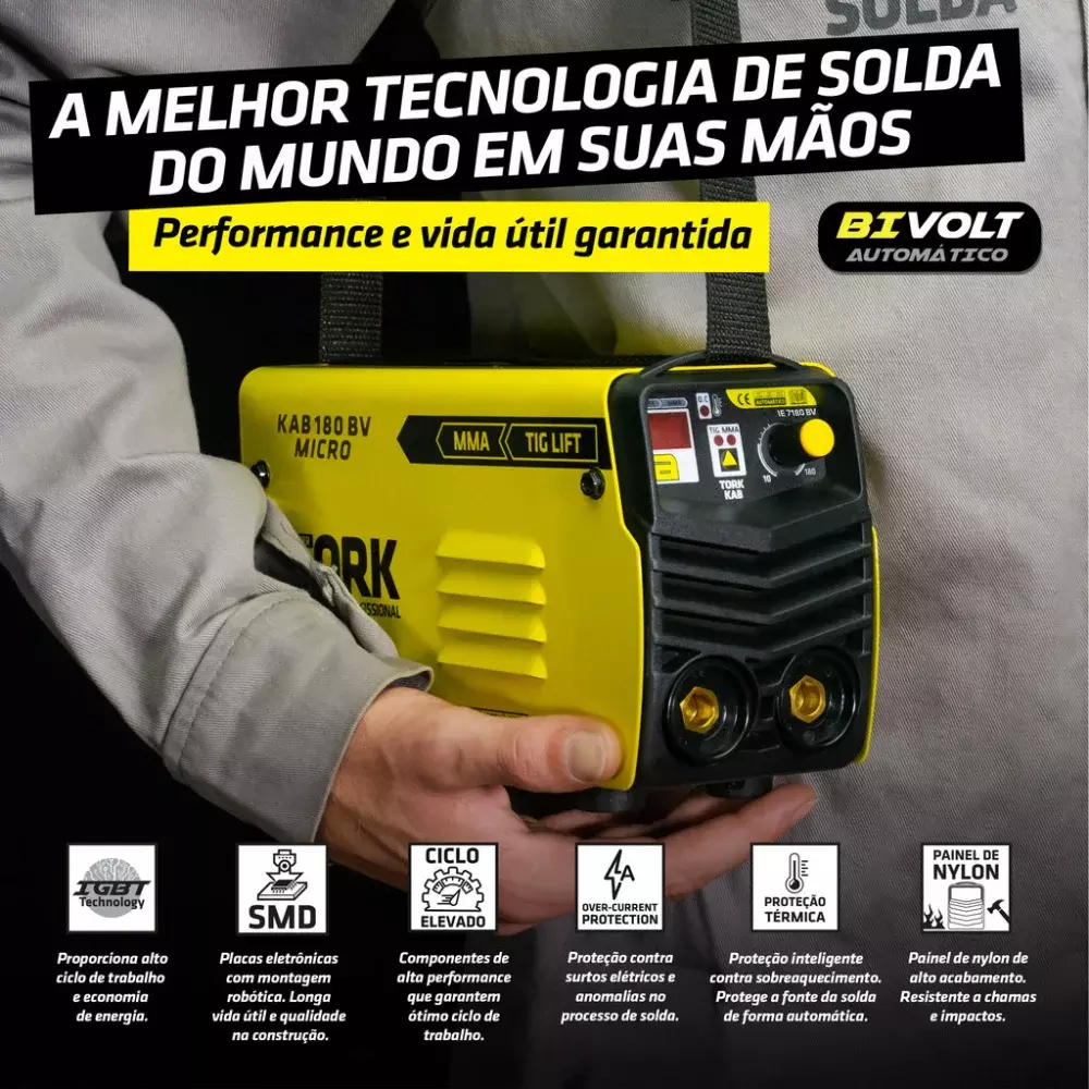 Inversora 180A Tig/Mma Kab 180 + Máscara Bivolt - Tork