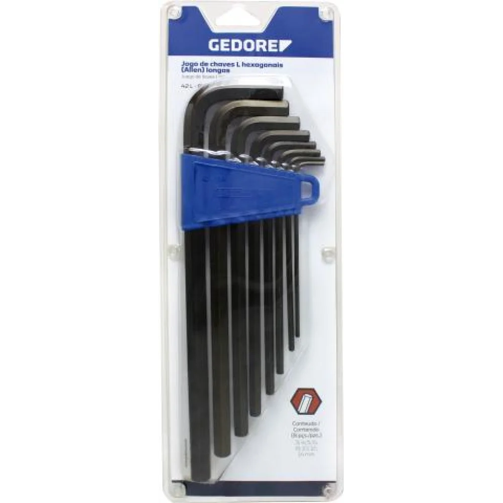 Jogo de Chaves Allen L Longa 14 Peç 1,5 a 14 MM Gedore