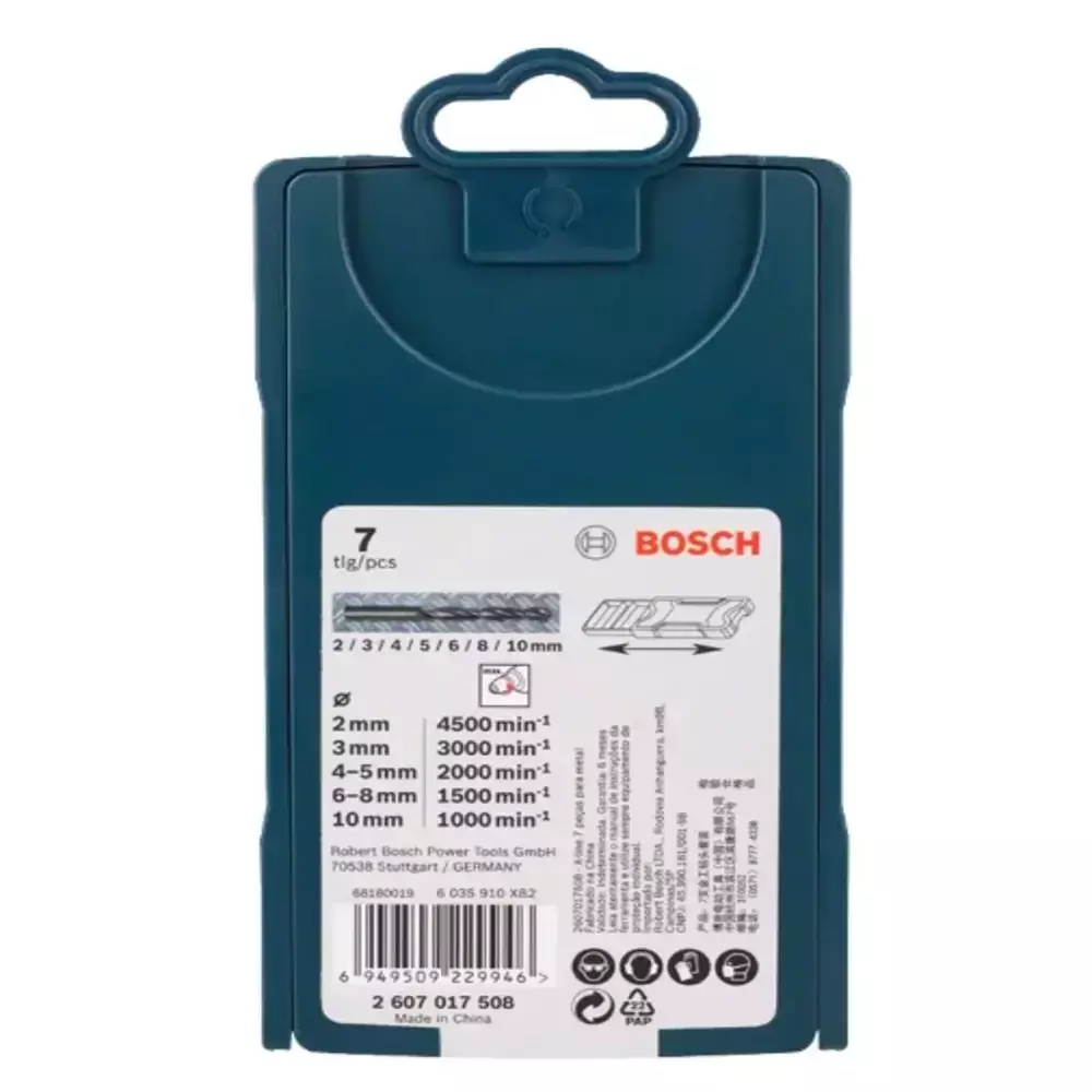 Jogo de Brocas Aço Rápido Hss Pointteq 7 Peças 2 a 10Mm Bosch