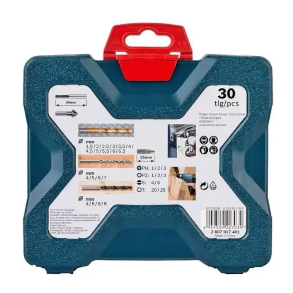 Jogo de Brocas e Bits Ponta de Titânio X-Line 30 Peç 2607017401 Bosch