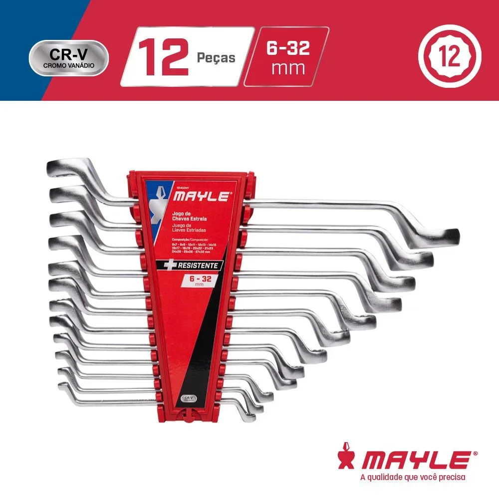 Jogo de Chave Combinada de 6 a 22Mm com 12 Peças - Mayle