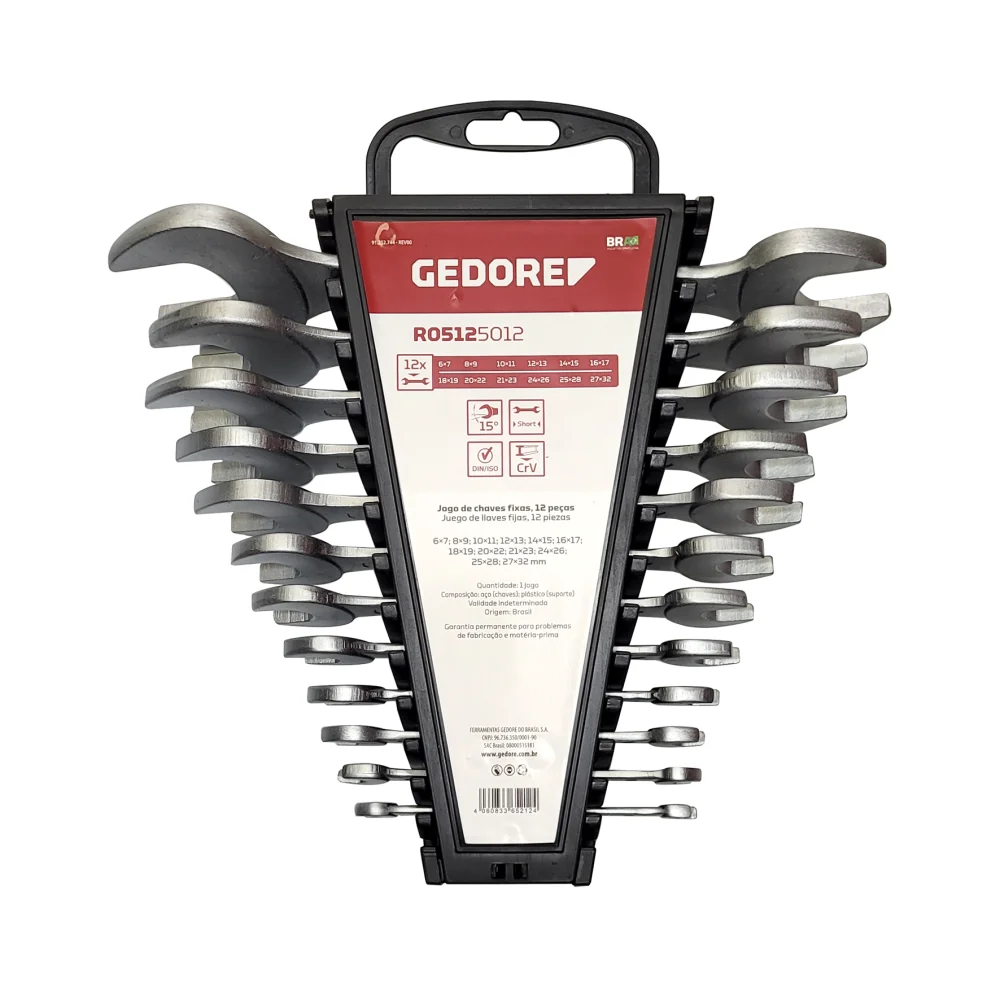 Jogo de Chave Fixa de 6 a 32Mm com 12 Peças - Gedore Red