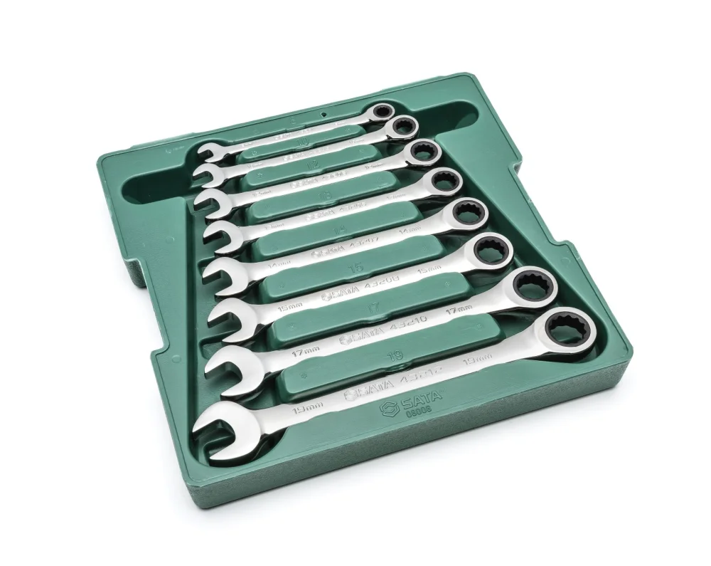 Jogo de Chaves Combinadas Catraca de 8 a 19Mm com 8 Peç - Sata