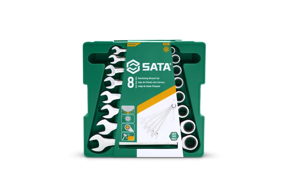 Jogo de Chaves Combinadas Catraca de 8 a 19Mm com 8 Peças - Sata