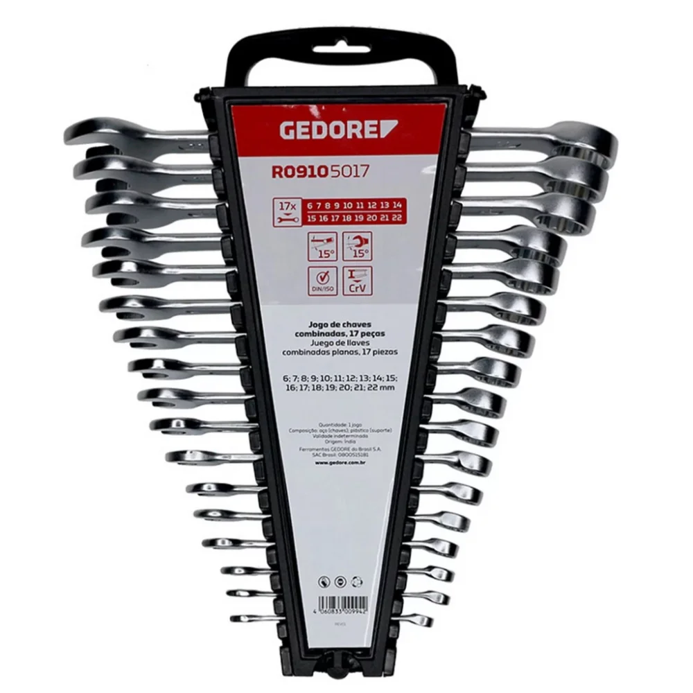 Jogo de Chaves Combinadas 17 Peç 6 a 22 MM Gedore Red