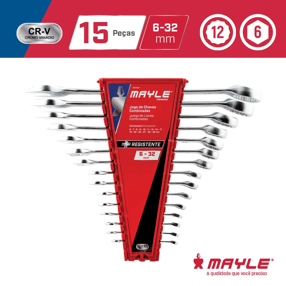 Jogo de Chaves Combinadas de 6 a 32Mm com 15 Peç 102404My Mayle