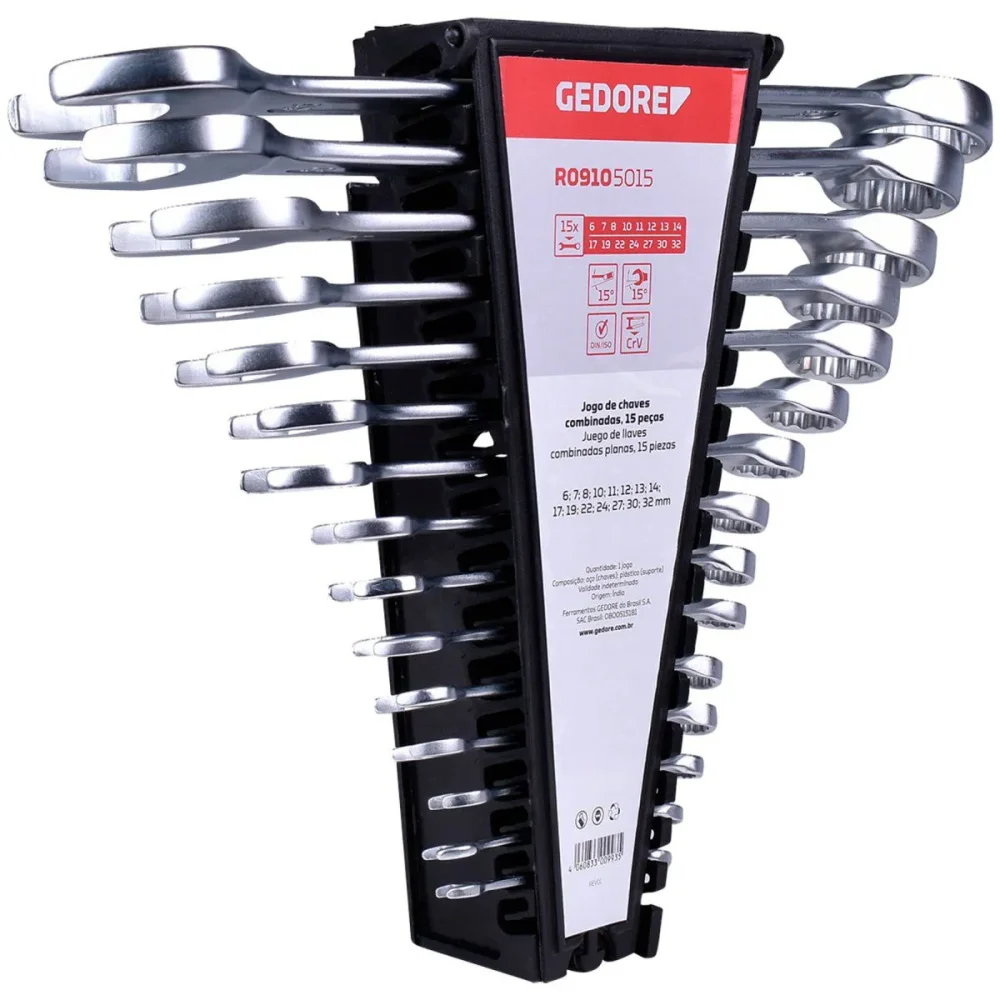 Jogo de Chaves Combinadas de 6 a 32Mm com 15 Peç R09105015 Gedore Red