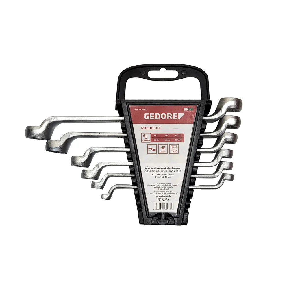 Jogo de Chaves Estrela 6 Peç 6 a 17 MM Gedore Red