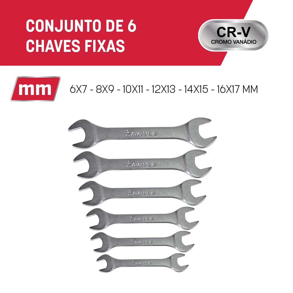 Jogo de Chaves Fixas de 6 a 17 MM com 6 Peças 100408My Mayle