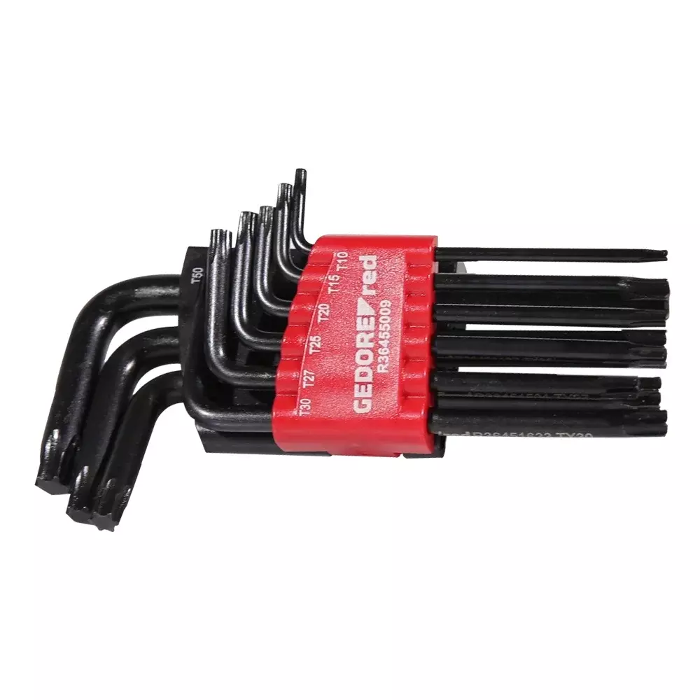 Jogo de Chaves Torx L Curta 9 Peças T10 a T50 Gedore Red