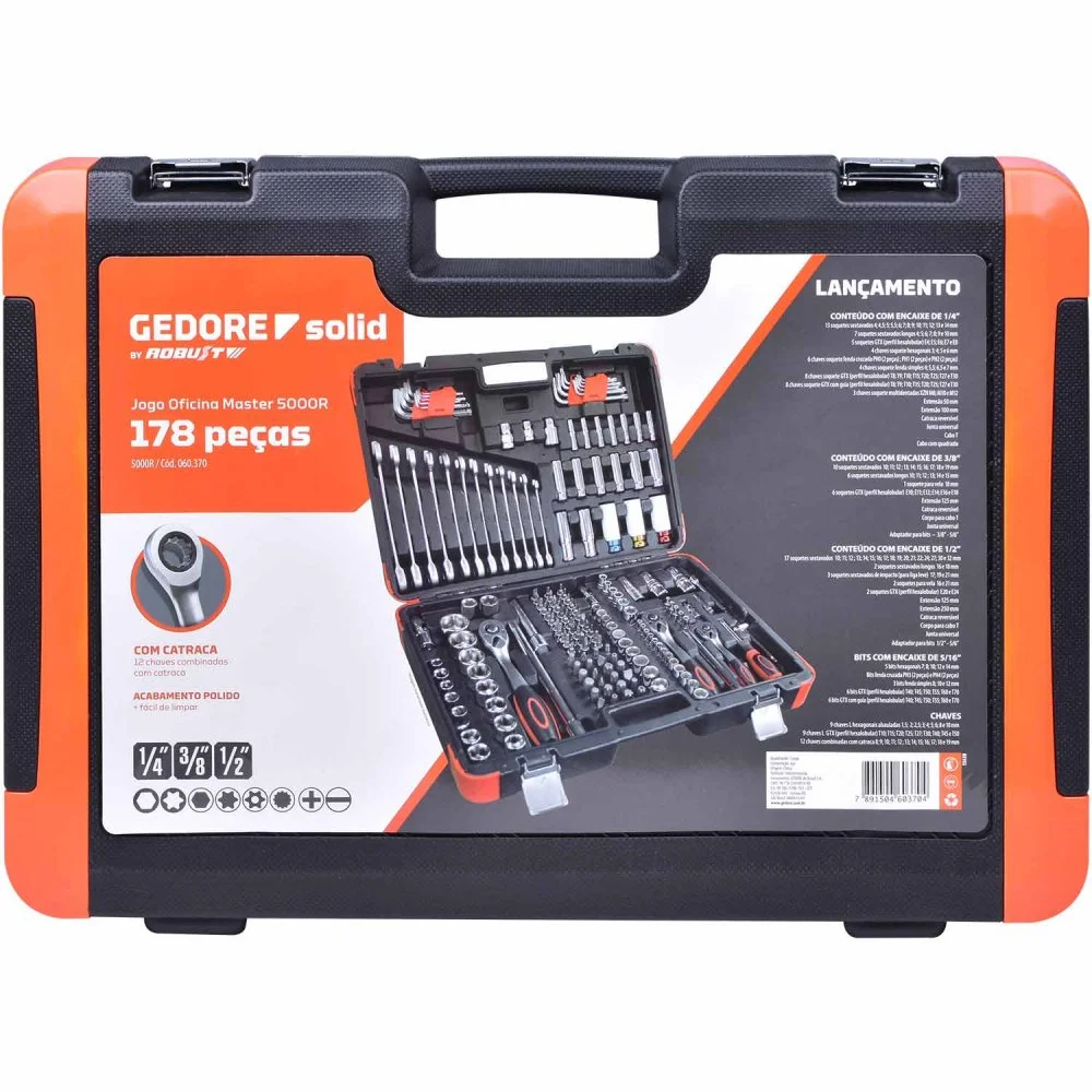 Jogo de Oficina Master com 178 Peç 5000R Robust