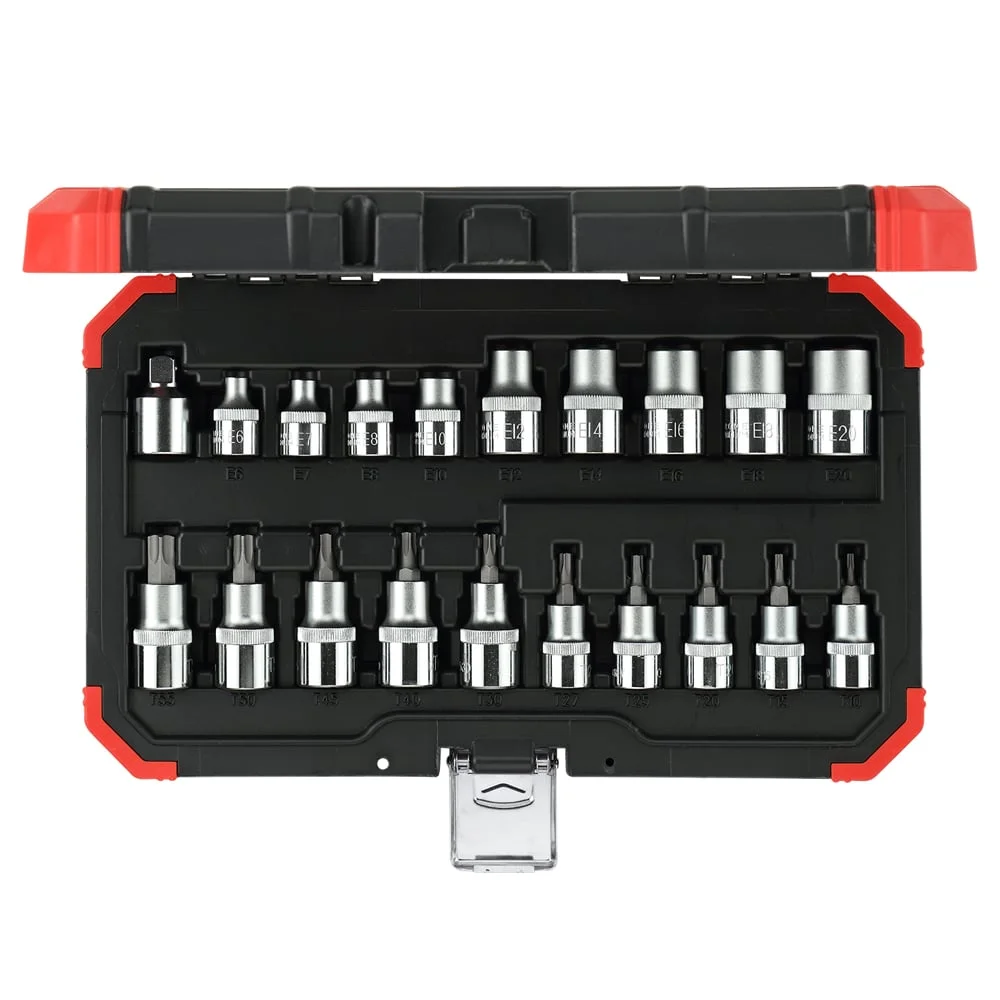 Jogo de Soquete Torx com 20 Peças e Encaixe de 3/8" - 1/2" - Gedore Red