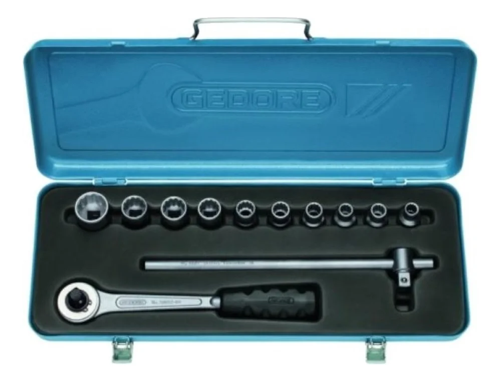 Jogo de Soquetes Estriados 1/2" 12 Peças 10 a 22Mm Gedore