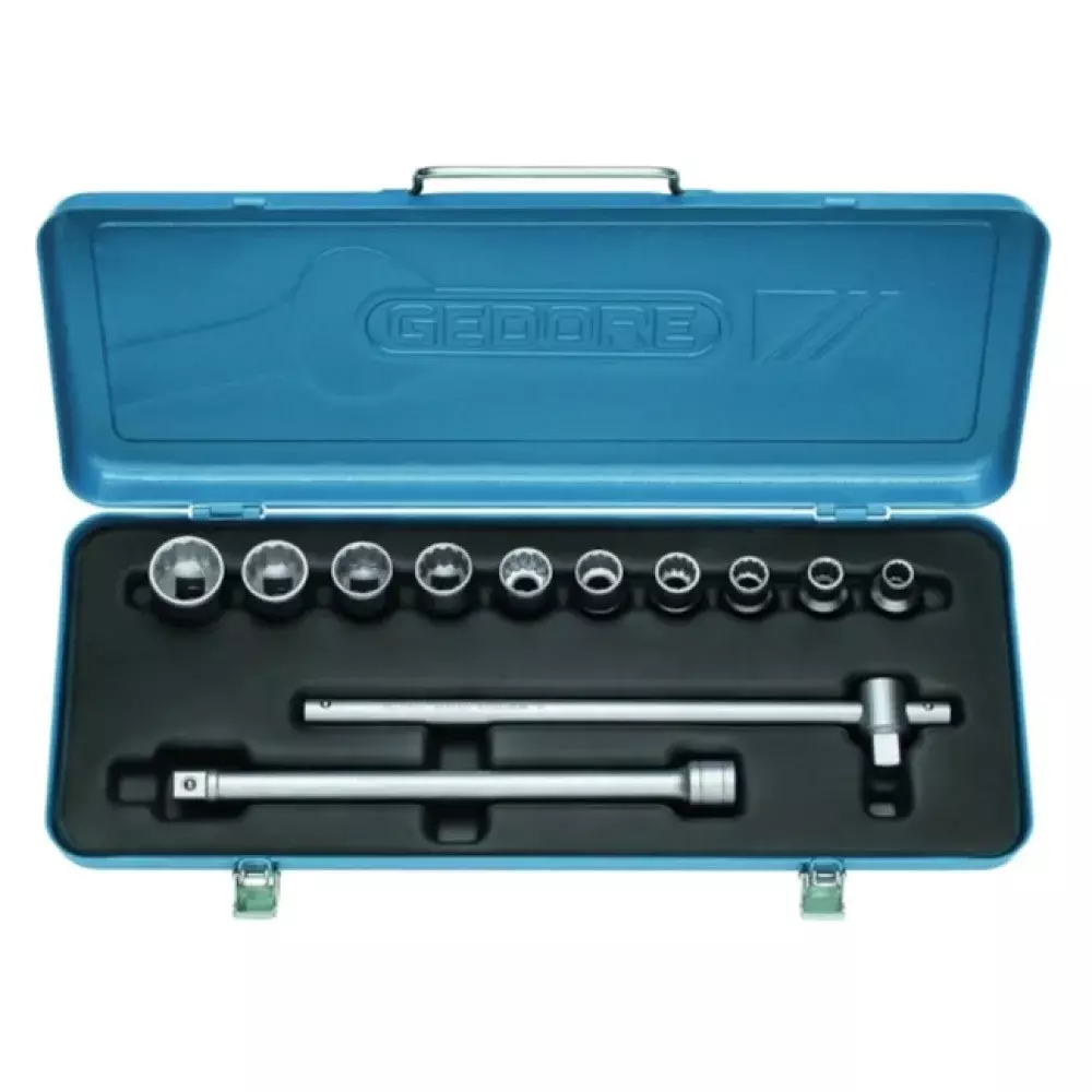Jogo de Soquetes Estriados 1/2" 12 Peças 10 a 22Mm Gedore