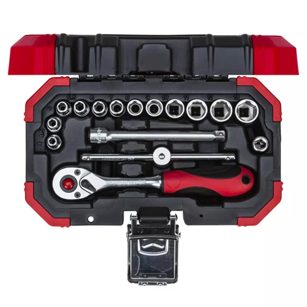 Jogo de Soquetes Sextavados 1/4" 16 Peças 4 a 13 MM Gedore Red