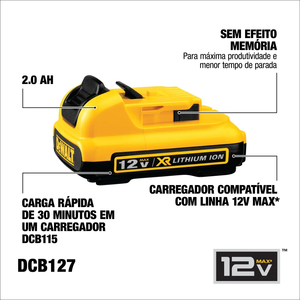 Kit Parafusadeira e Furadeira de Impacto 3/8" À Bateria 12V Dcd716 + Nível a Laser Dce088 Dck205D2