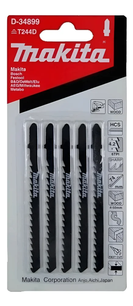 Lâmina de Serra Tico-Tico para Madeira D-34899 5 Peç Makita