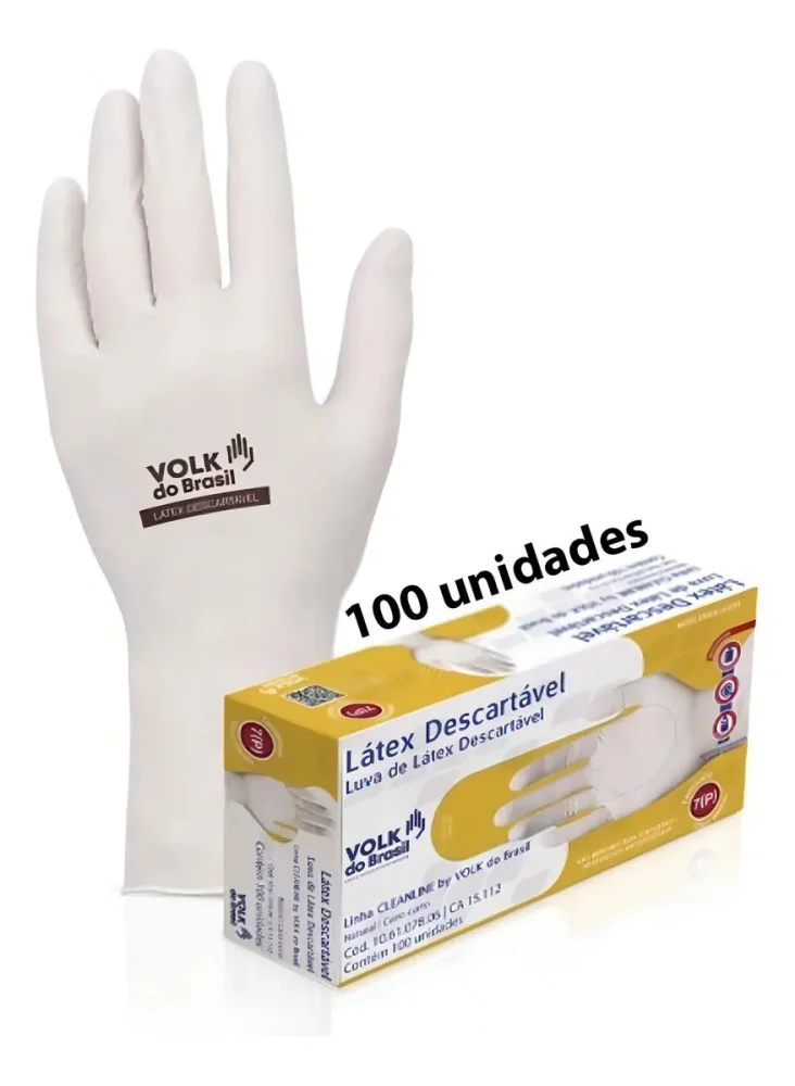Luva Procedimentos Látex Branca, Tamanho Pp CX C/100 Ca15112 Volk