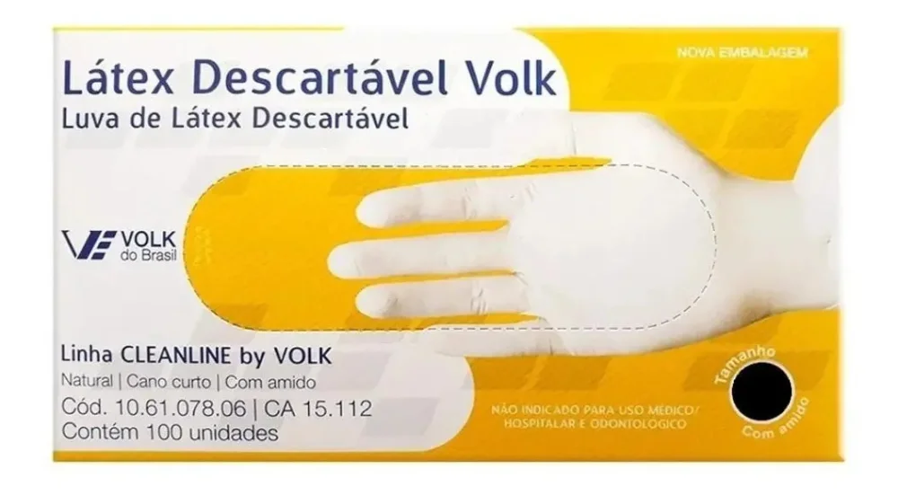 Luva Procedimentos Látex Branca, Tamanho Pp CX C/100 Ca15112 Volk