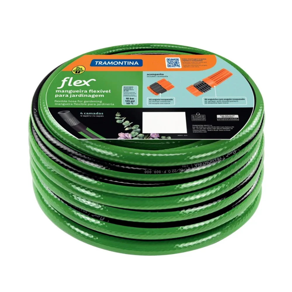 Mangueira Flex para Jardim 1/2 15M com Engate - Tramontina