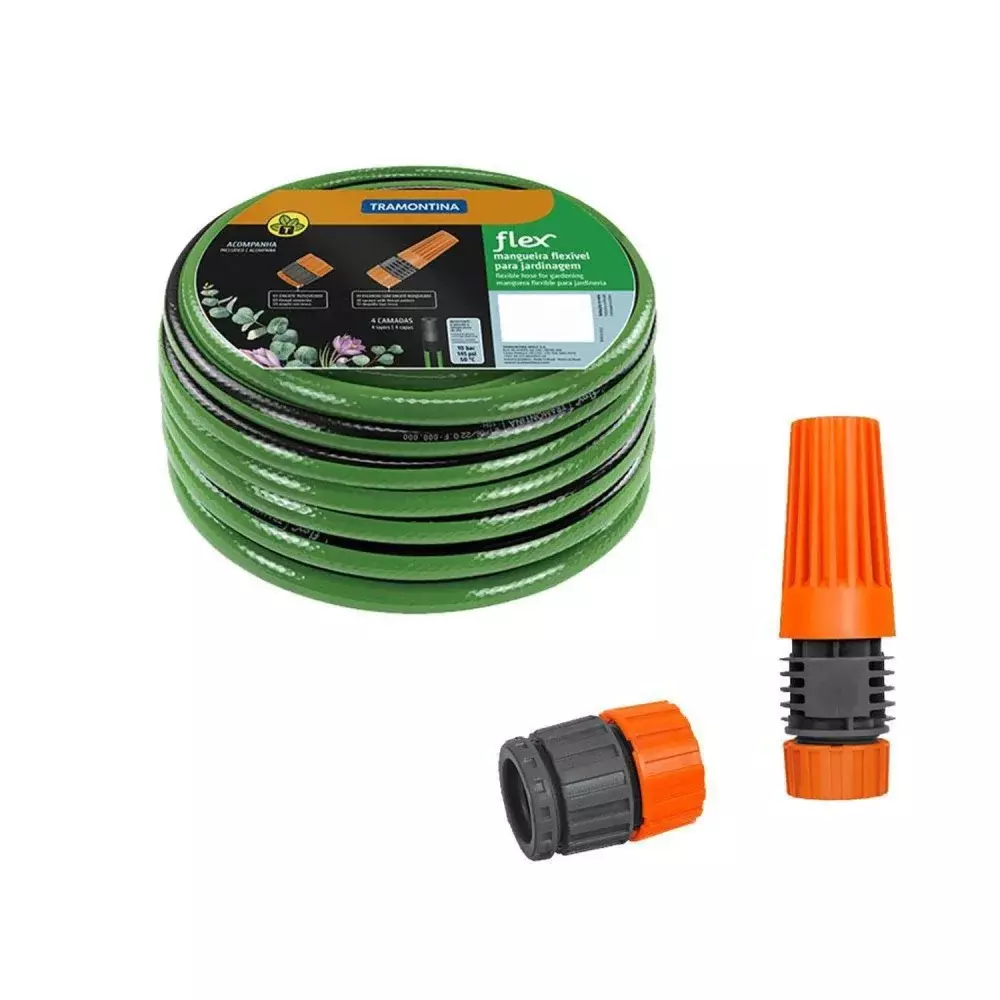 Mangueira Flex para Jardim 1/2 25M com Engate - Tramontina