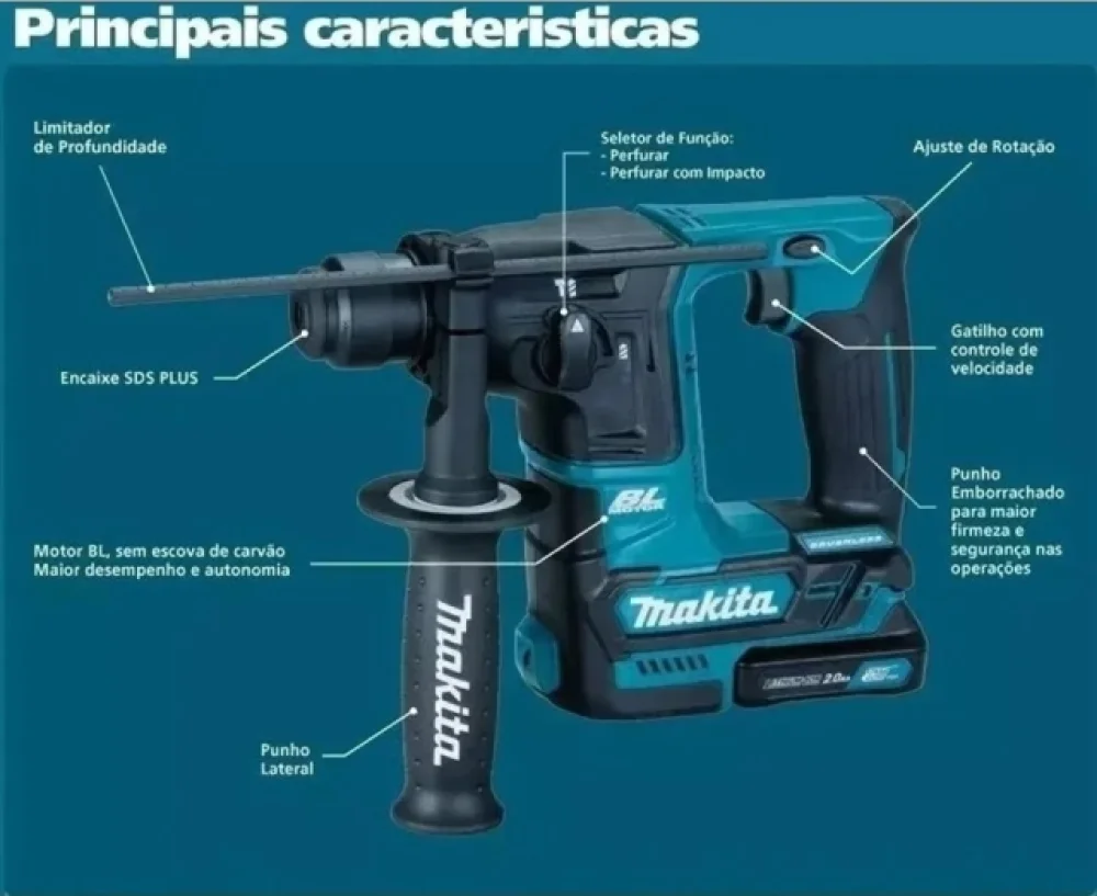 Martelete Rompedor Sds a Bateria 12V Hr166Dz Makita Bivolt