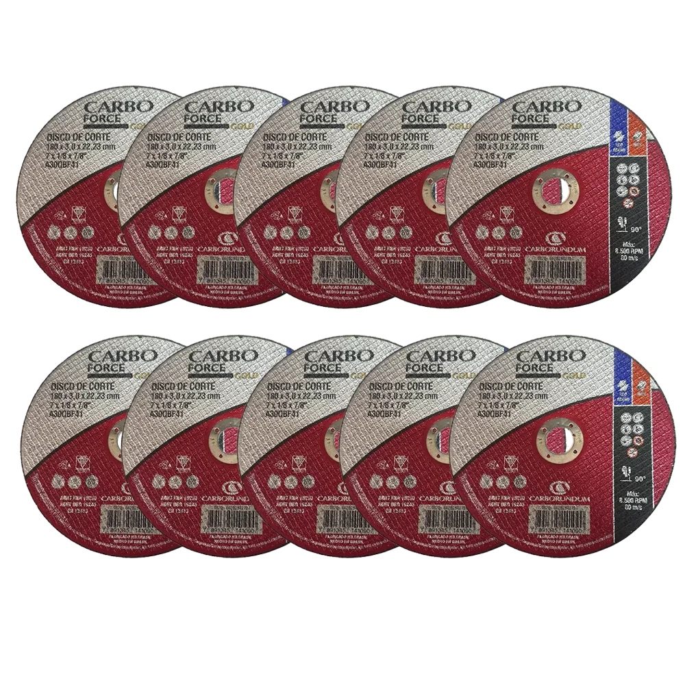 MKP Kit 10 Discos de Corte  7 X 1/8 X 7/8 Carboforce Carborundum
