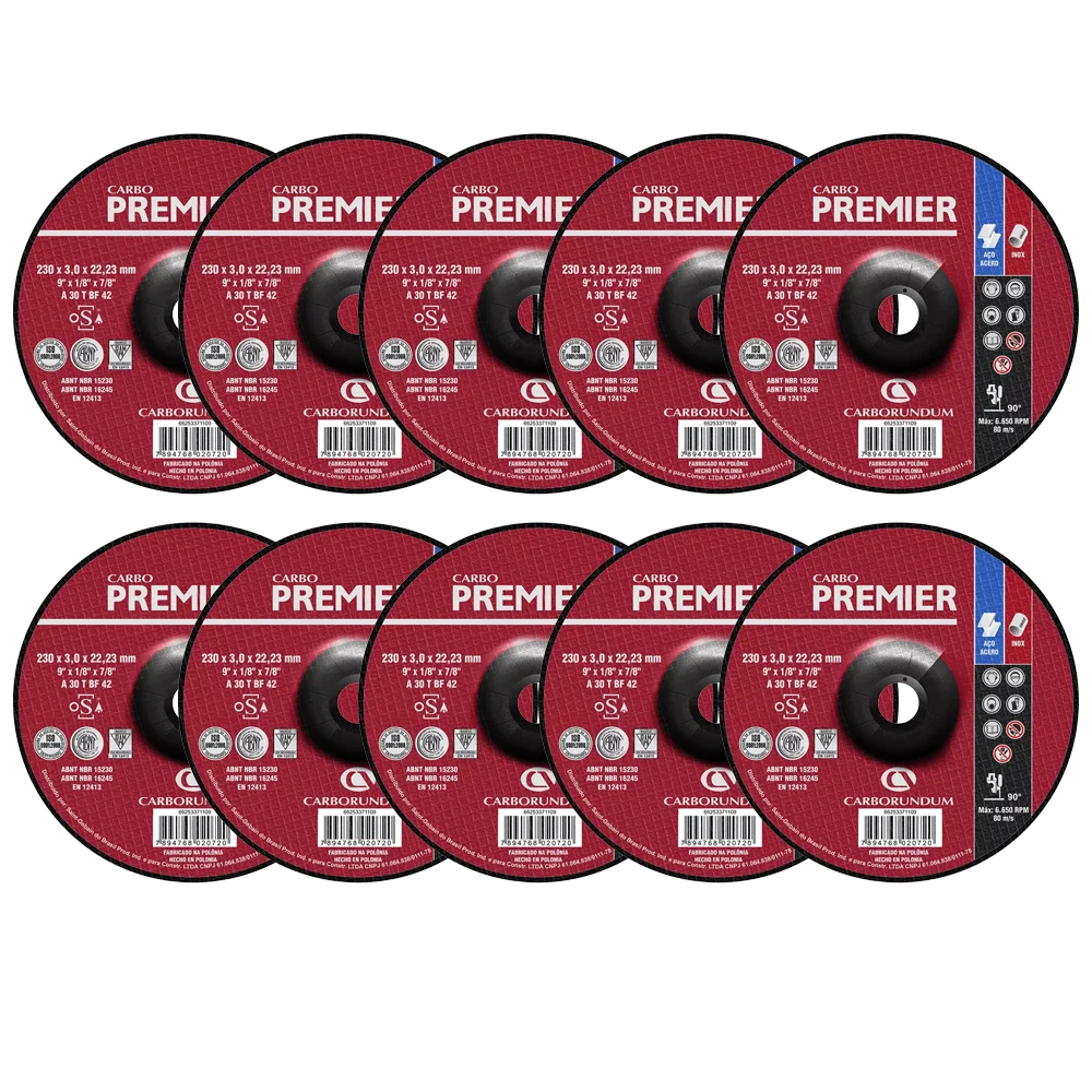MKP KIT 10 DISCOS DE CORTE DEP 9 X 1/8 X 7/8 PREMIER CARBORUNDUM
