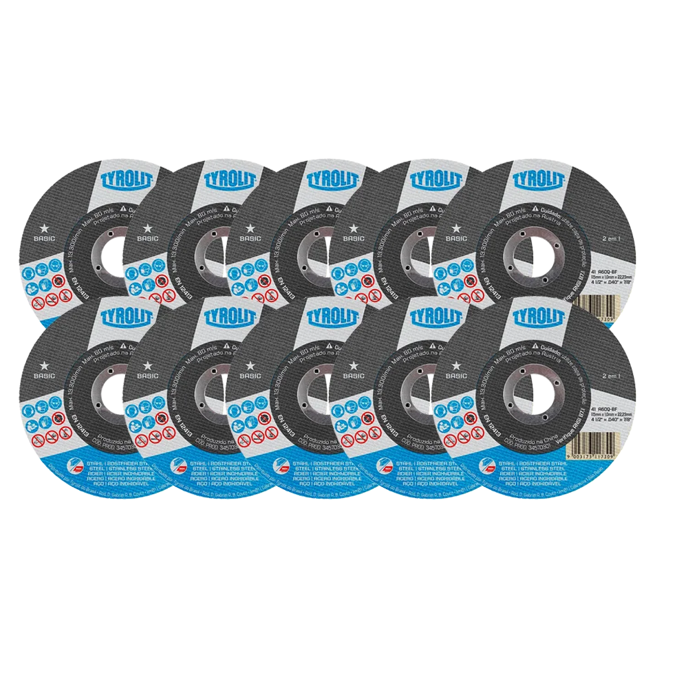 MKP Kit 10 Discos de Corte Tyrolit Premium 4.1/2" x 1 mm x 7/8" para Inox