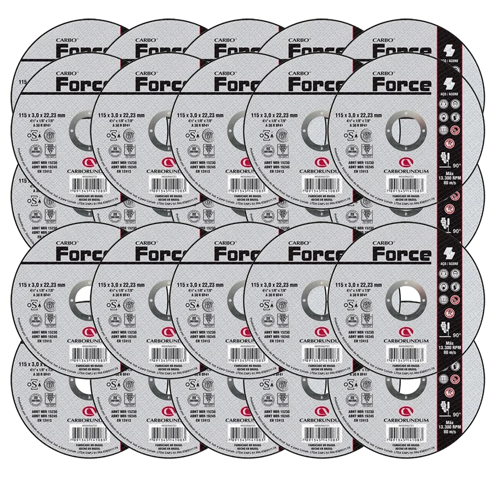 MKP Kit 25 Disco de Corte Carborundum CarboForce 4.1/2" x 1/8" x 7/8" para Aço