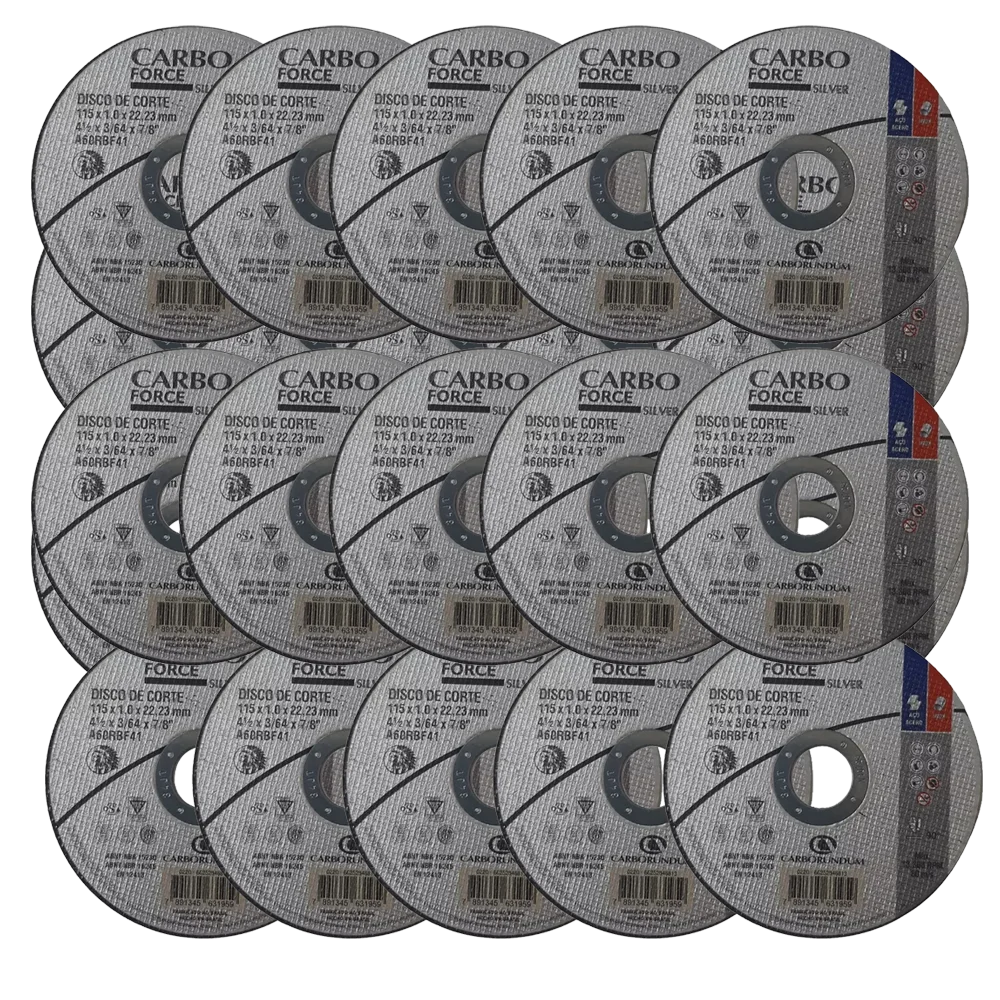 MKP Kit 25 Discos de Corte Carborundum Silver 4.1/2" x 3/64" x 7/8" para Aço Inox