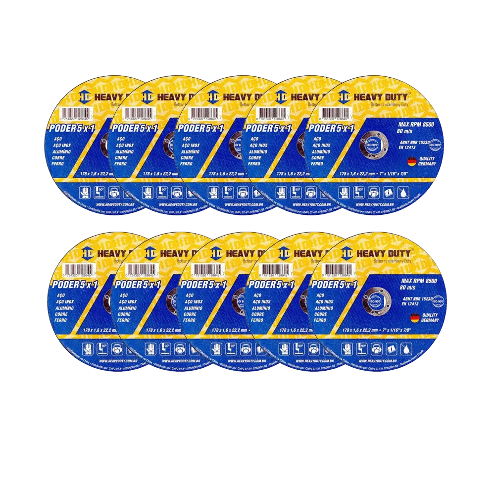 MKP Kit 25 Discos de Corte Heavy Duty 5x1 Inox 4.1/2" x 1,0 mm x 7/8" para Aço Inox