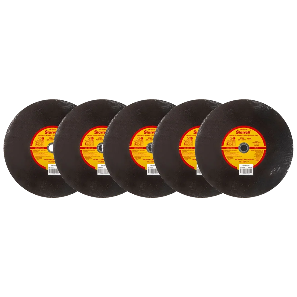 MKP Kit 5 Disco de Corte Starrett DAC355-45 14" x 5/32" x 1" para Aço Carbono