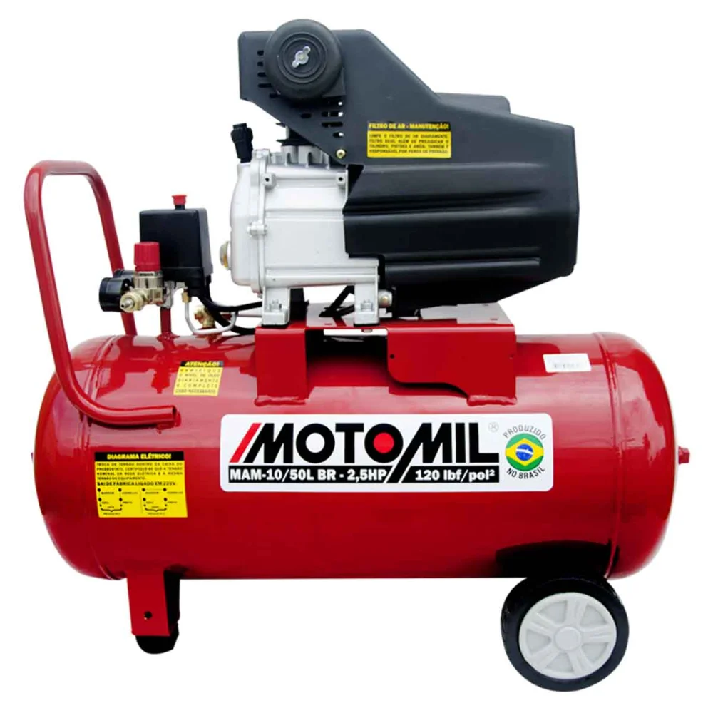 Motocompressor de Ar Mam-10/50Br 8,8 Pés/Min 2,5Hp 50L 220V 378127- Motomil
