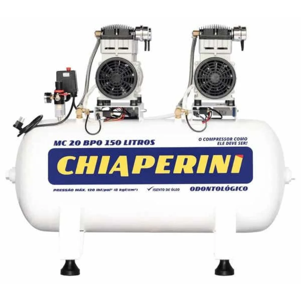 Motocompressor de Ar Odontológico 20 Pés 2Hp 150L 220V - Chiaperini