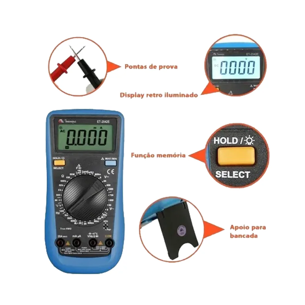 Multímetro Digital Et-2042E Minipa