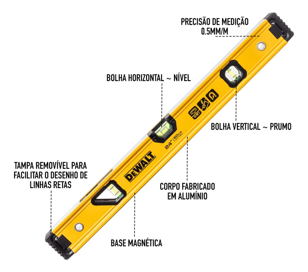 Nível de Alumínio 24 Polegadas Dewalt