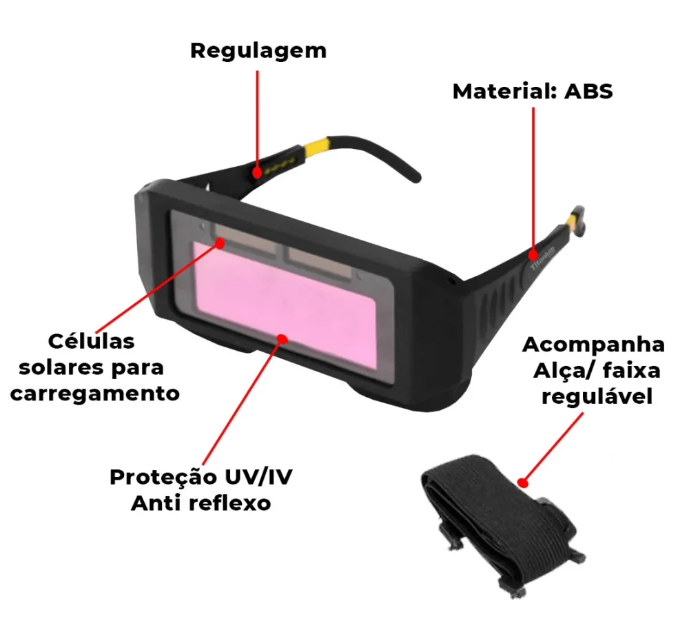 Óculos de Solda Auto Esc. Fixo Ton/ Titanium