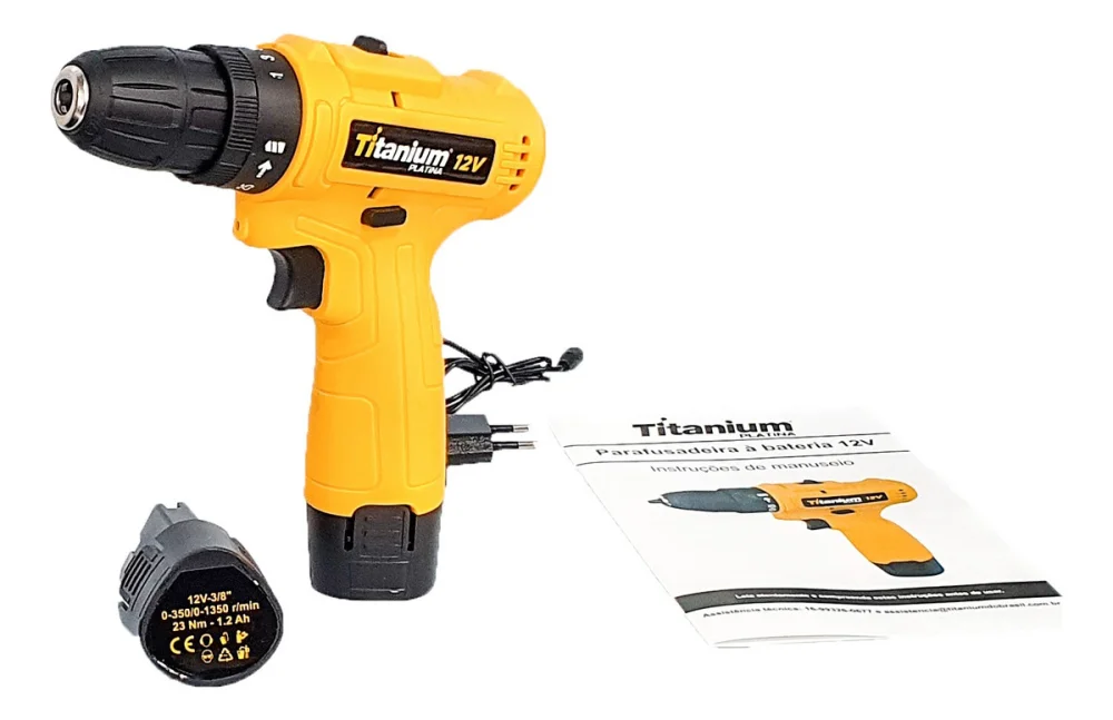 Parafusadeira Furadeira 12V 3/8 7743 com 2 Baterias e Carregador - Titanium
