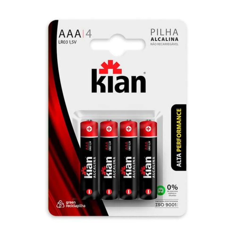 Pilha Alcalina Aaa Palito 4 Pilhas - Kian