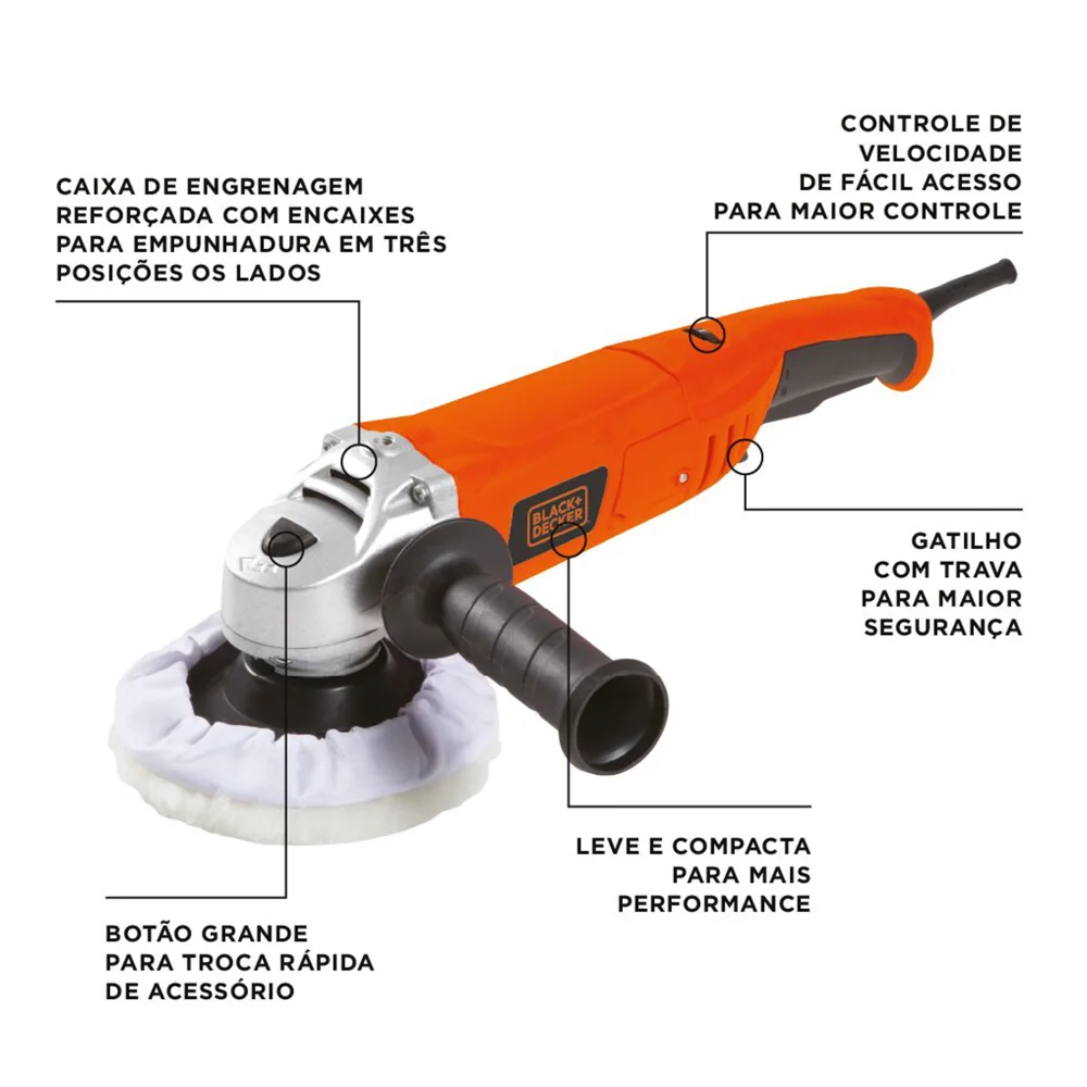 Politriz e Lixadeira 5 600W com Maleta - Black & Decker