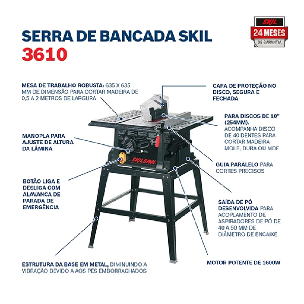 Serra de Bancada 10 Pol. 1600W - Skil-3610