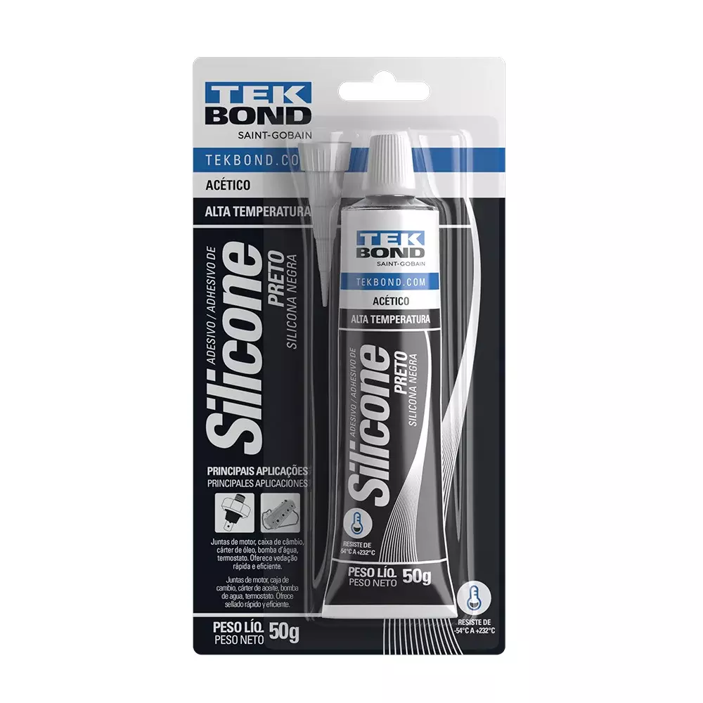 Silicone Acetico A.temp.preto 50Gr /Tek Bond