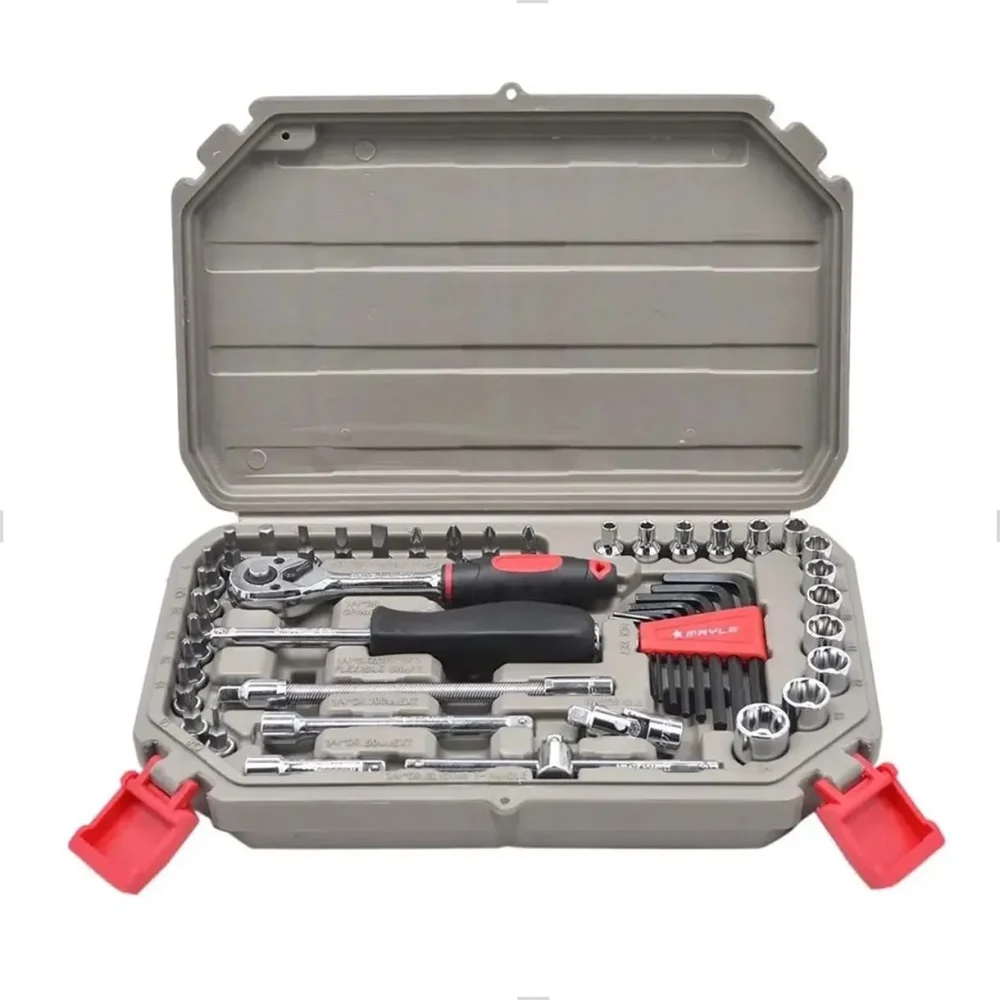 Soquete Sextavado Encaixe 1/4 04-14Mm Jogo 45 Peças Mayle