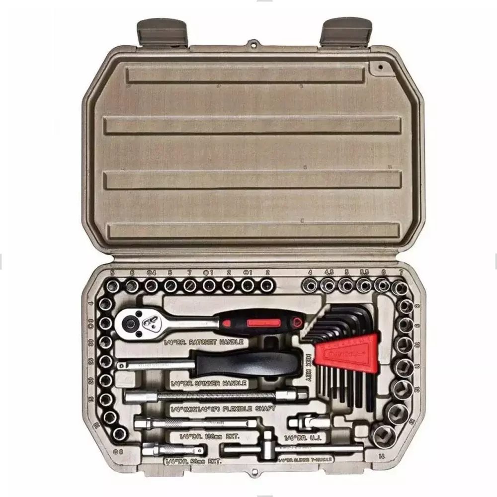 Soquete Sextavado Encaixe 1/4 04-14Mm Jogo 45 Peças Mayle