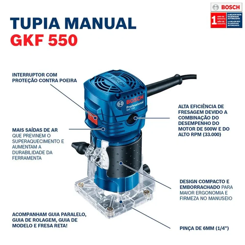 Tupia Profissional 550W - Bosch-Gkf-550