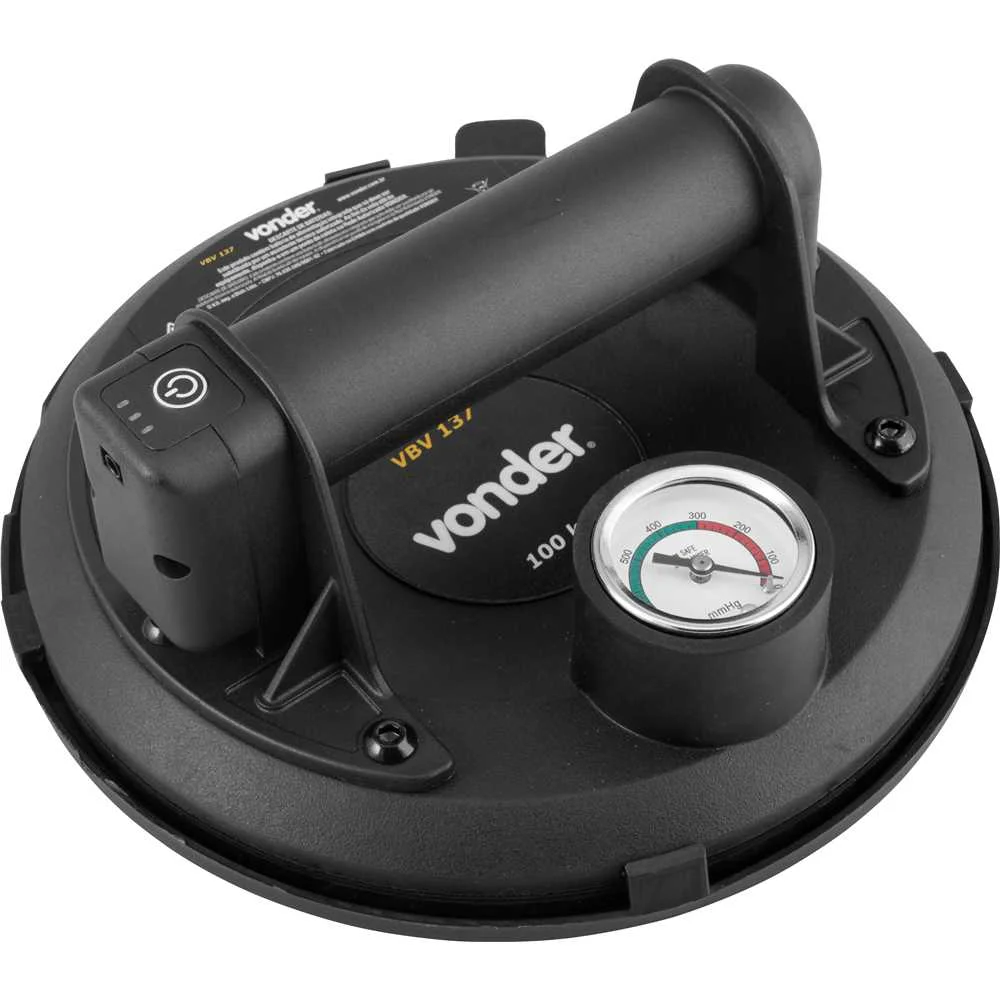 Ventosa 203 MM com Bomba de Vácuo a Bateria 3,7 V Recarregável 100 Kgf Vbv137 Vonder