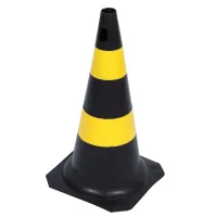 Cone 50Cm Preto-Amarelo Rígido /Plastcor