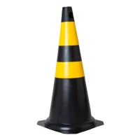 Cone 75Cm Preto e Amarelo Rígido - Plastcor