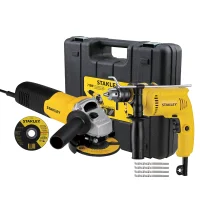 Kit Furadeira de Impacto 600W + Esmerilhadeira Angular 750W com Acessórios